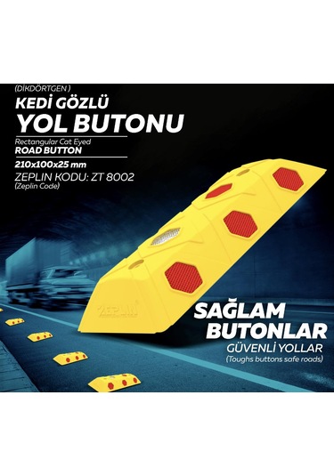 Dikdörtgen Mercekli Yol Butonu Sarı Renk