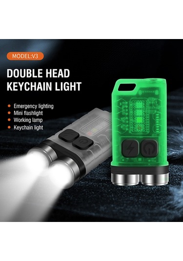 Yunboo Küçük Anahtar Zinciri Feneri, 4 Renkli Işık Kaynağı, 5 Seviye Parlaklık, Ip65 Su Geçirmez, Type-c Şarjlı, 900lm, Mini Boyut, Taşınabilir İçin Dışlı Litiyum Pil Beyaz