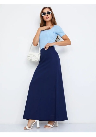 O'riga Uzun Etek Büyük Beden Maksi Yere Kadar 30858226 Mavi