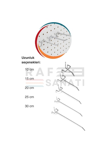 Fon Kancası Delikli Pano Kancası 15 Cm - Askı Kanca Raf Askısı Galvaniz