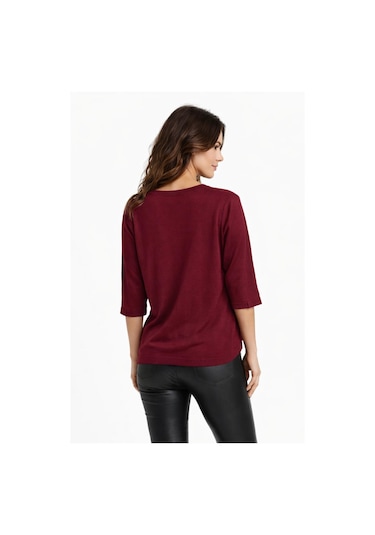 Kadın Triko Kısa Kol Bluz 12945 Bgl-st05312 Bordo