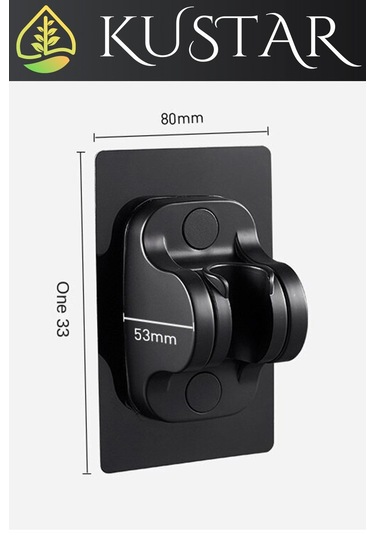 Kustar Siyah Kendinden Yapışkanlı 15 Kg Taşıyabilen Nano Duş Başlığı Askısı Mafsal Kolay Temiz Kurulum Siyah