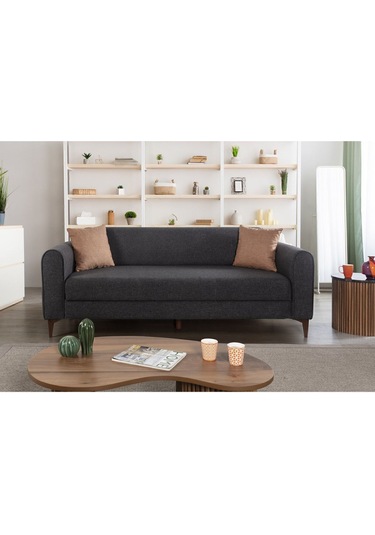 Ferranti Yataklı Sandıklı Üçlü Kanepe Antrasit Antrasit