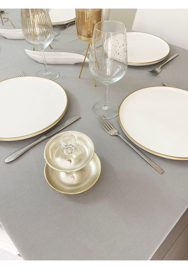 Sıvı Geçirmez Dertsiz Masa Örtüsü Gri