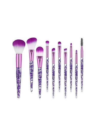 Makyaj Fırçası Seti Seyahat Makyaj Fırçaları Allık Fırçası Kristal Makyaj Fırçaları Mor Makyaj Fırçaları Simli Makyaj Fırçaları Mor
