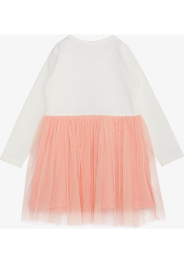 Breeze Kız Çocuk Uzun Kollu Elbise Çiçek Desenli Sevimli Ceylancık Baskılı 1.5-5 Yaş, Ekru-ekru Ekru