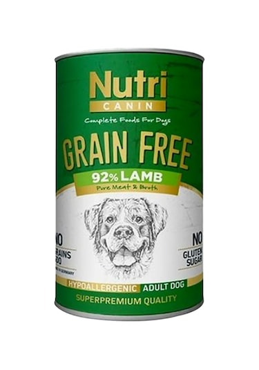 Nutri Canin Tahılsız %92 Kuzu Etli Konserve Yetişkin Köpek Maması 400 G