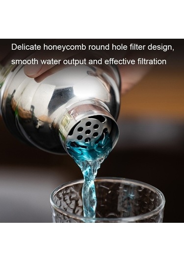 Pazly By-f12 Yarım Daire Ahşap Tabanlı Bar Shaker Seti 550ml Paslanmaz Çelik Ve Bambu İle Etkili Filtre