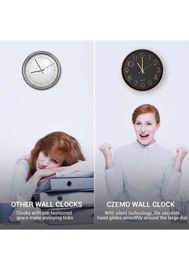 Modern Büyük Yuvarlak Duvar Saati 30 Cm Sessiz Kuvars B Diğer