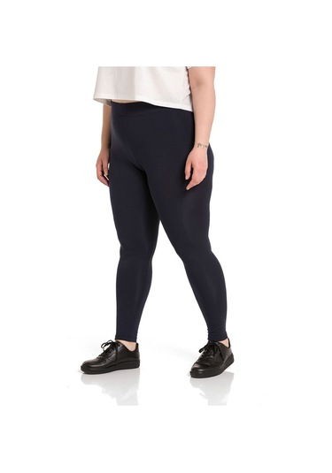 Büyük Beden Beli Lastikli Bilek Hizasında Lacivert Bayan Tayt