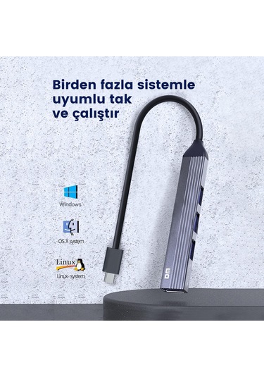 Dm CHB057 USB Type-C To 4 Portlu 3xUSB 2.0 1xUSB 3.0 15 CM Hub