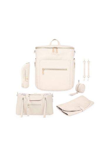 Motheric Parenthood Bundle Bebek Bakım Çantası Organizer Emzik Çantası Bej Çok Renkli