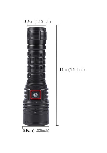 Pazly 813 T40 1200lm Usb Şarj Edilebilir Siyah Led El Feneri, Taşınabilir Ve Güçlü Siyah