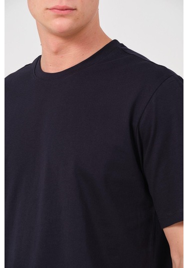 Erkek 4 Lü Paket %100 Pamuk Oversize Tişört Basic Bisiklet Yaka Kısa Kollu T-shirt Lacivert