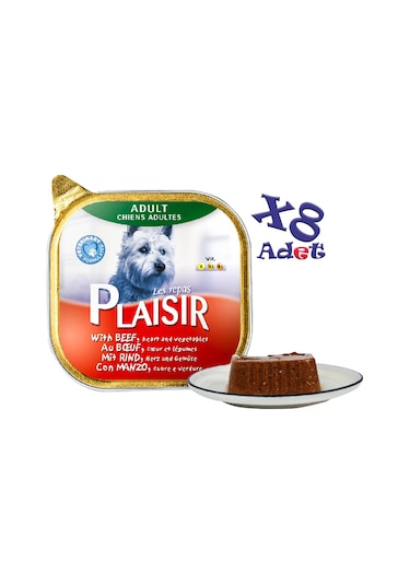 Plaisir Sığır Etli Pate Konserve Yetişkin Köpek Maması 8 x 150 G
