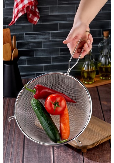 Tencereye Takılan 22 Cm Lüks Orta Boy Çelik Tel Süzgeç & Kevgir Diğer