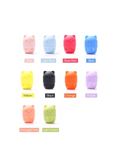 Mufunye Seyahat Taşınabilir Silikon Kedi Yavrusu Şekli Çabuk Kuruyan Puf Koruyucu Kapak Makyaj Yumurta Güzellik Araçları Kapsül Saklama Kutusu Mor