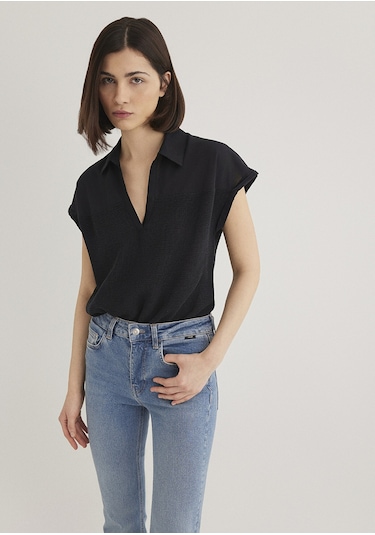 Mavi - Kısa Kollu Siyah Bluz 1210801-900