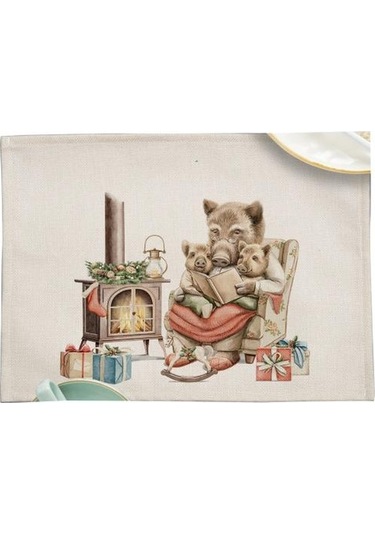 Noel Servis Altlığı Uygun Keten Mat Şenlikli Ev Dekorasyonu İçin Dayanıklı Şık Şeffaf Baskı Masası N Diğer