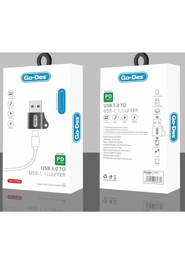 Go Des GD-CT028 Type-C To USB 3.0 Dönüştürücü Çevirici Adaptör Tak & Çalıştır - ZORE-257771