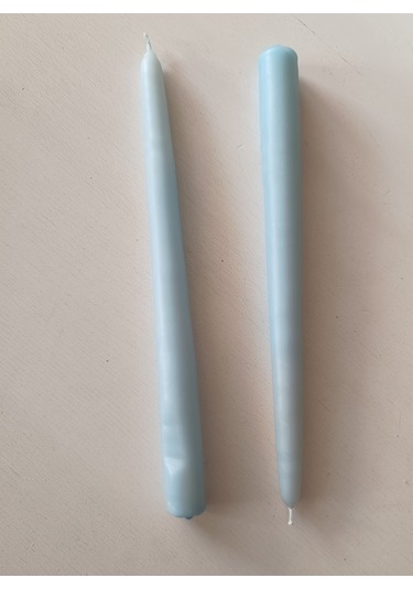 İkili Şamdan Mum 2x25cm Mavi