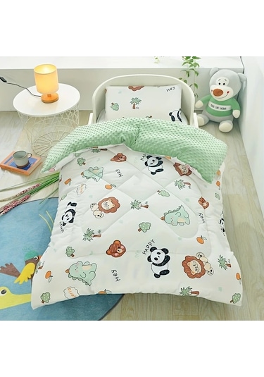 Elmpaly Bebek ve Çocuklar İçin Yeşil Tüm Mevsimler Yatak Örtüsü 150x120 CM