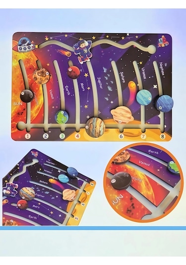 Hareketli Gezegenler Uzay Macerası Ahşap Oyuncak Eğitici Ve Eğlenceli Oyuncak