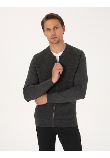 Pierre Cardin Erkek Açık Gri Melanj Hırka Triko 50317333-vr091 Açık Gri Melanj