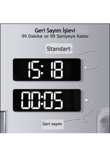 Dailylink Kumandalı Duvara Monte Dijital Duvar Masa Saati Geri Sa