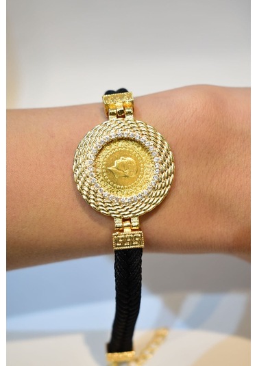 Yenigün Kuyumculuk 22 Ayar Çeyrek Altınlı Siyah Hasır Bileklik