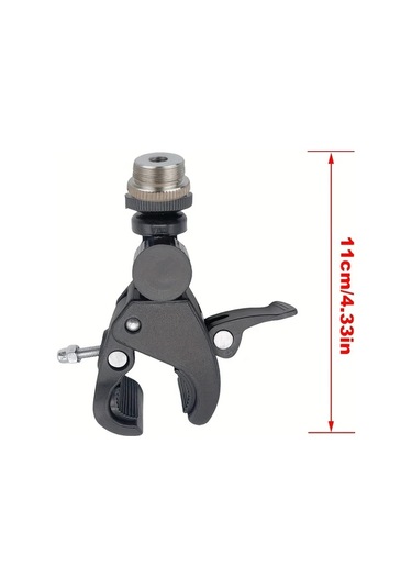 Sunshine011 Siyah Mikrofon Askılığı, 1/4" - 5/8" Vida Mikrofon Klipsi, Davul Standı Ve Masaüstü İçin