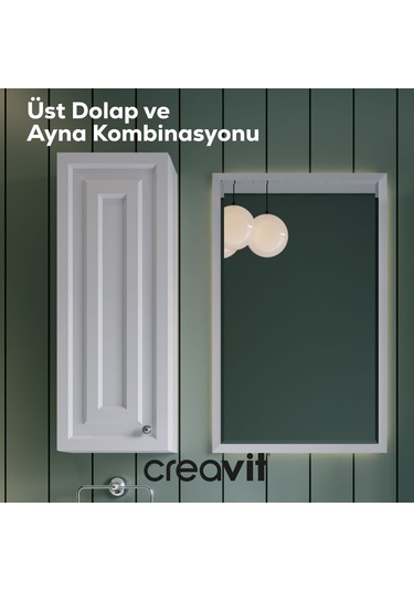 Creavit Kayra Ayna Yan Dolabı 30cm Mat Beyaz Mat Beyaz