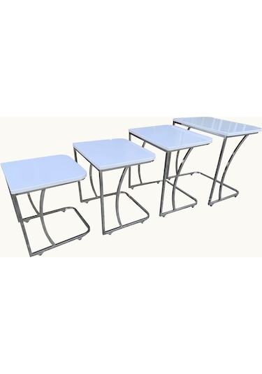 4'Lü C Zigon Sehpa Tekerli (Koltuk Altına Girebilen Model)