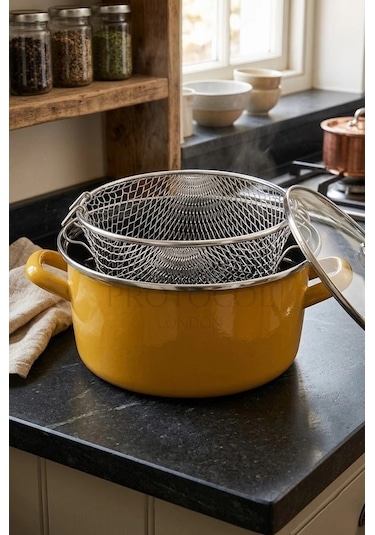 Prestige Emaye Fritöz Tenceresi 22 Cm 3,5 Litre Sarı Renkli