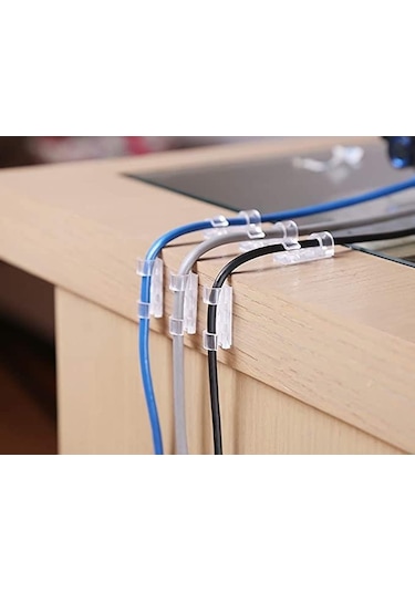 20li Şeffaf Kablo Sabitleyici Düzenleyici Klips Kablo Tutucu