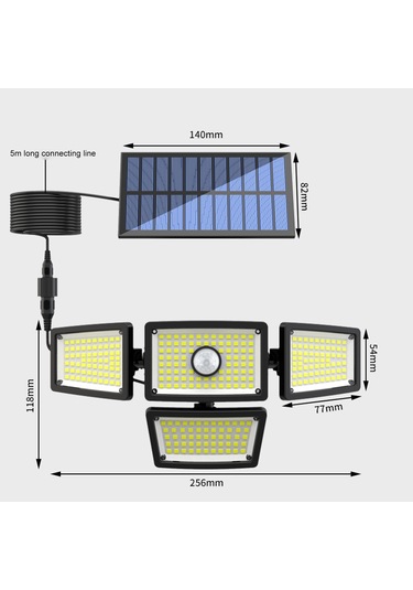 L6380-2 Güneş Enerjili Dış Mekan Işıkları Su Geçirmez Ev Bahçe Siyah Diğer