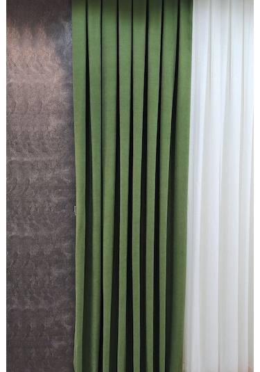 Mosso Fon Perde Düz Renk Yeşil