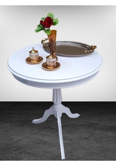 Fiskos Sehpa Eko 90502 Baba 3 Ayak 60cm Hareketli Mdf Tabla Parlak Beyaz El Yapım