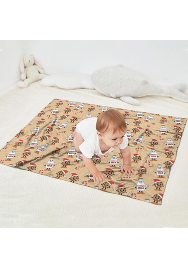 Noel Desenli Bebek Battaniyesi 40x30 İnç, Polar, Yumuşak, Hafif Ve Kalın Noel Süt Kurabiye