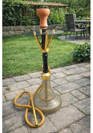 Nargile Takımı 65 Cm Orta Boy Cam Şişe 21 Cm Ev & Kafe İçin Şık Nargile Seti