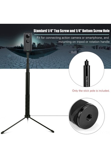 Teltree Bullet Time İçin 5 Bölmeli 28cm-111cm Ayarlanabilir Uzunlukta Görünmez Selfie Çubuğu, 1/4 İnç Vidalı