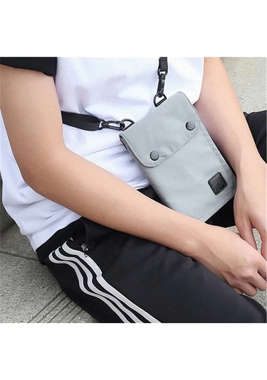 Hangfox Yolculuk Rfıd Engelleyici Boyun Çantası - Nilon Para/pasaport Kartlık, Su Geçirmez, Unisex, Gri 13x19cm Gri