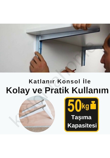 Kydoniahome 72X45 Cm Parlak Beyaz Mdf Oval Köşeli Duvara Monte Katlanır Masa