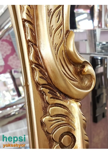 Bihter Model Altın Renk Varaklı Ayaklı Boy Aynası