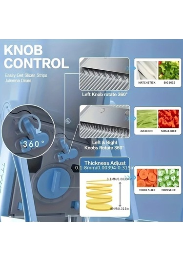 Trendooze Gaojunshop01 Senbowe Mavi Manuel Dilimleyici Doğrayıcı Mutfak Aletleri Seti Mavi Mavi