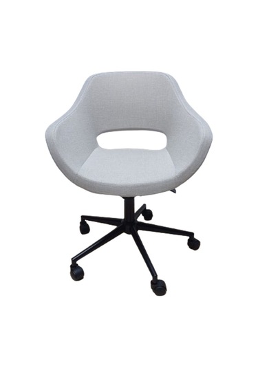 Bilgisayar Çalışma Sandalyesi Döküm Süngerli Krem Keten Kumaş