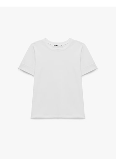 Koton Pamuklu Slim Fit Kısa Kollu Bisiklet Yaka Basic Tişört Beyaz 6sak50461ek
