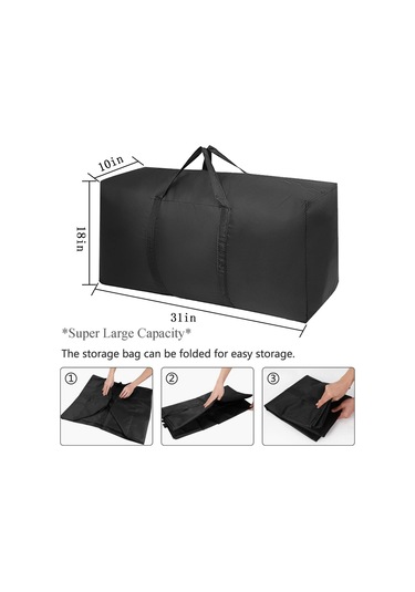 Suofeng 2 Adet Siyah Büyük Kapasiteli Oxford Kumaş Nakliye Çantası - Güçlü Fermuar Ve Taşıma Kolleri İle Giysi, Seyahat Ve Depolama İçin Uygun Siyah