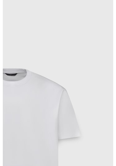 Ac&Co / Altınyıldız Classics Erkek Beyaz %100 Pamuk Modern Fit Normal Kesim Bisiklet Yaka Tişört Beyaz