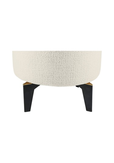 Gazzini Furniture Rio Retro Ayaklı Sandıklı Silindir Dekoratif Puf - Beyaz